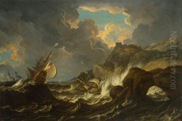 Storm in the Sea Oil Painting by Pieter Mulier
