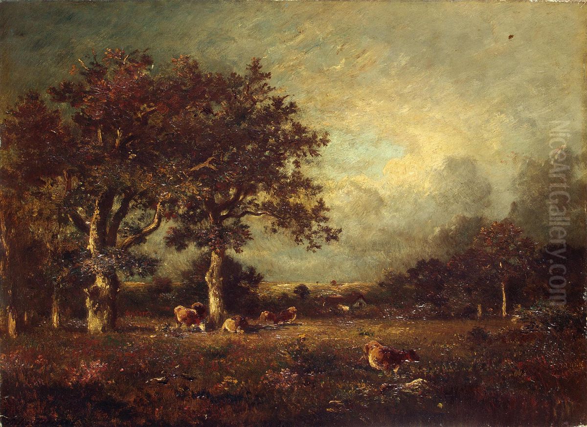Paysage avec des vaches Oil Painting by Jules Dupre
