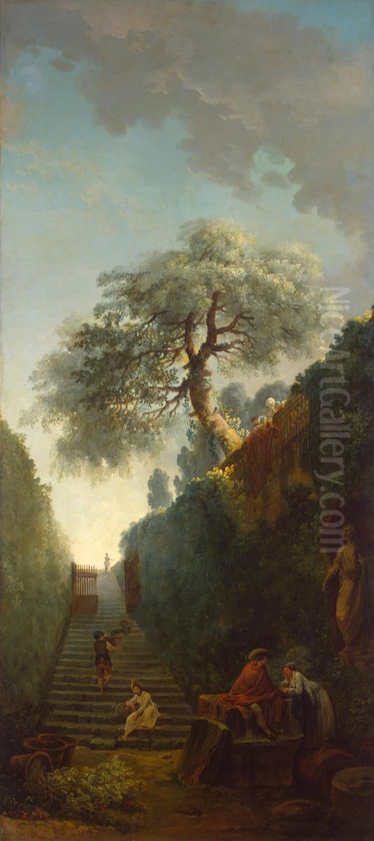 Green Wall Oil Painting by Hubert Robert