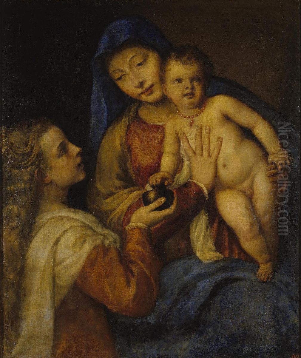 Madonna and Child with Mary Magdalene Oil Painting by Titian
