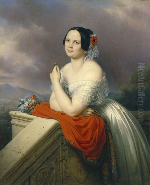 Portrait of a Young Woman Oil Painting by Charles de Steuben