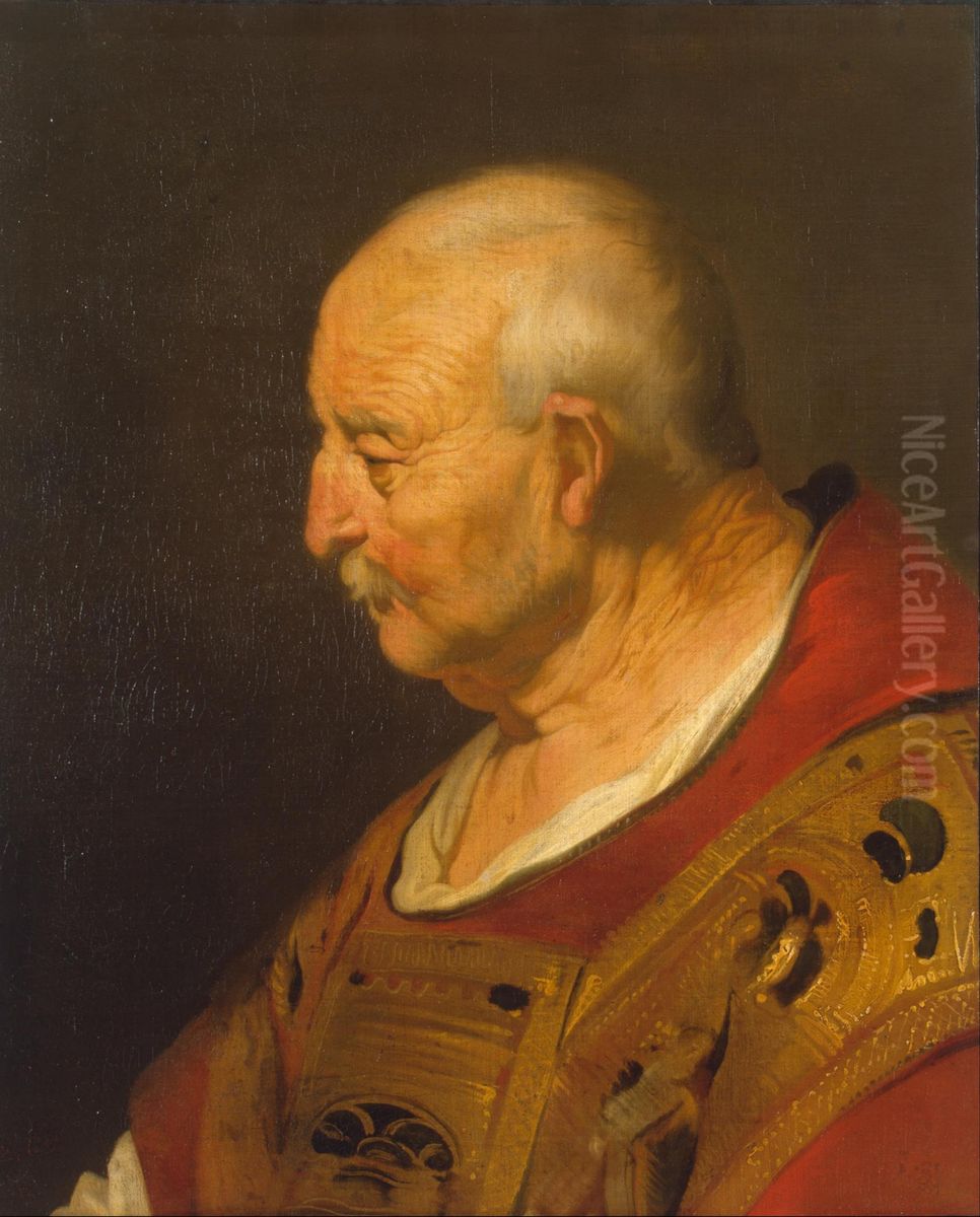 Head of an Old Man in Ecclesiastical Vestments Oil Painting by Jacob Adriaensz Backer Head of an Old Man in Ecclesiastical Vestments Oil Painting by Jacob Adriaensz Backer