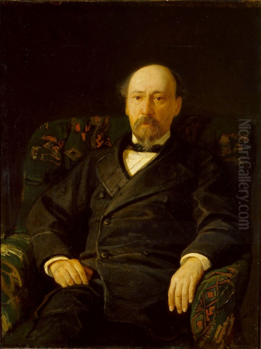 Portrait of Nikolai Nekrasov Oil Painting by Nikolai Ge
