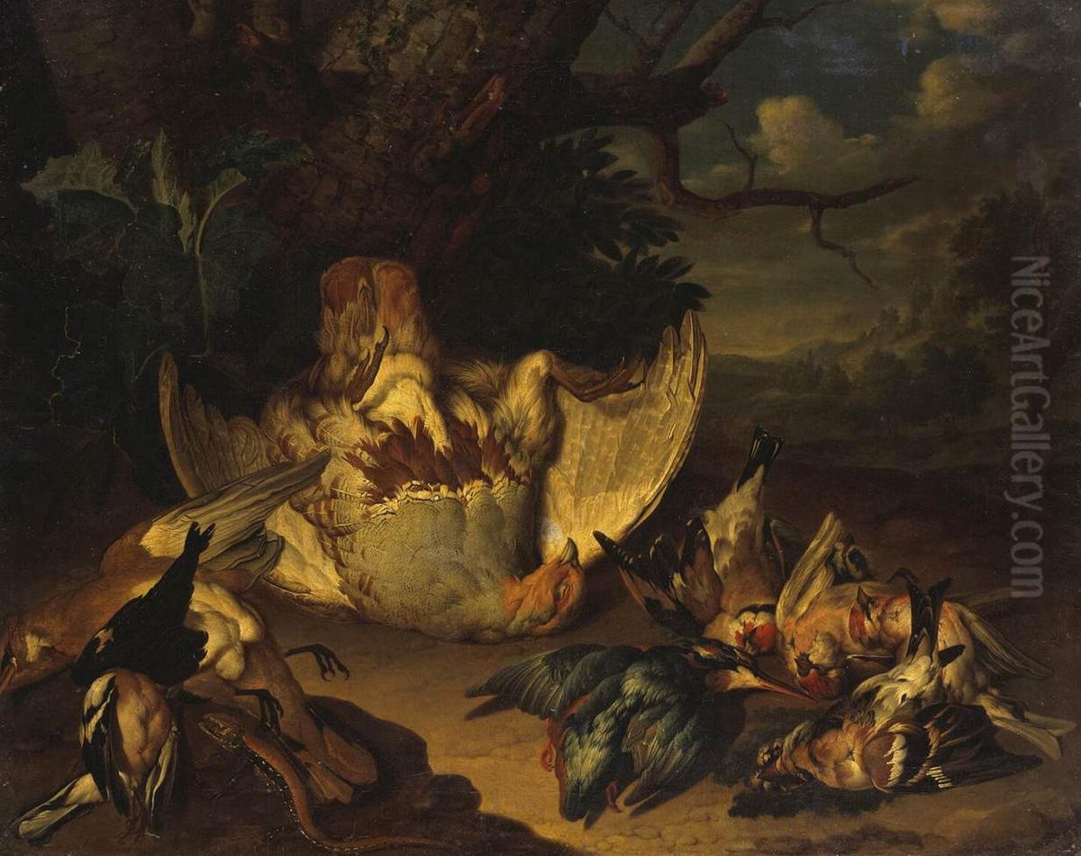 Dead Game Oil Painting by Philipp Ferdinand de Hamilton