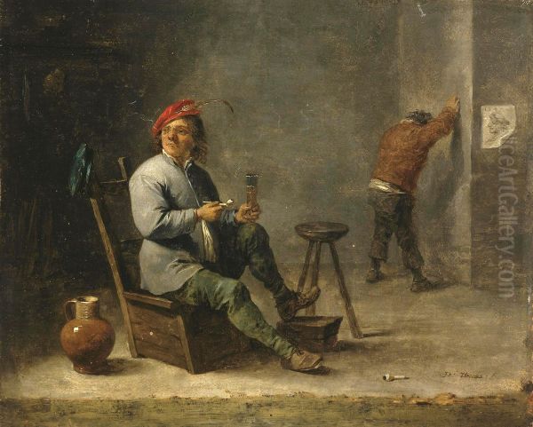 Smoker Oil Painting by David Teniers the Younger