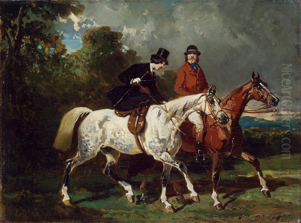 Ride Oil Painting by Alfred De Dreux