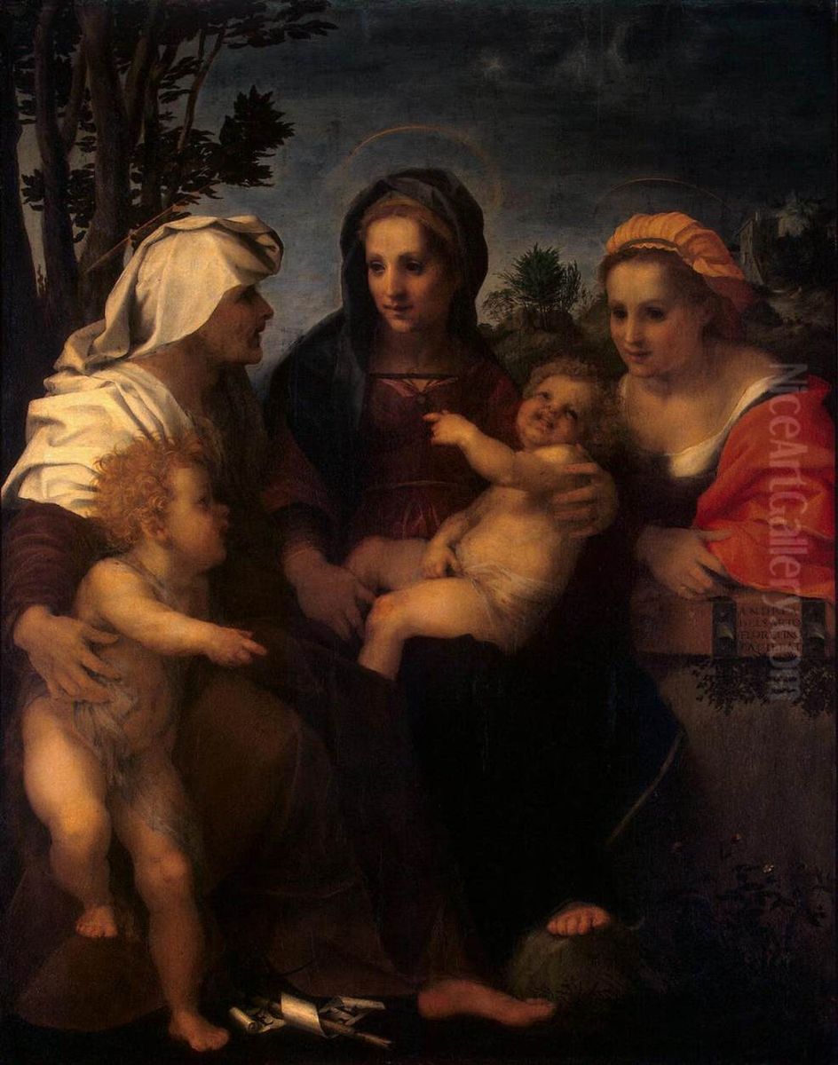 The Virgin and Child with St Catherine, St Elizabeth and St John the Baptist Oil Painting by Andrea Del Sarto