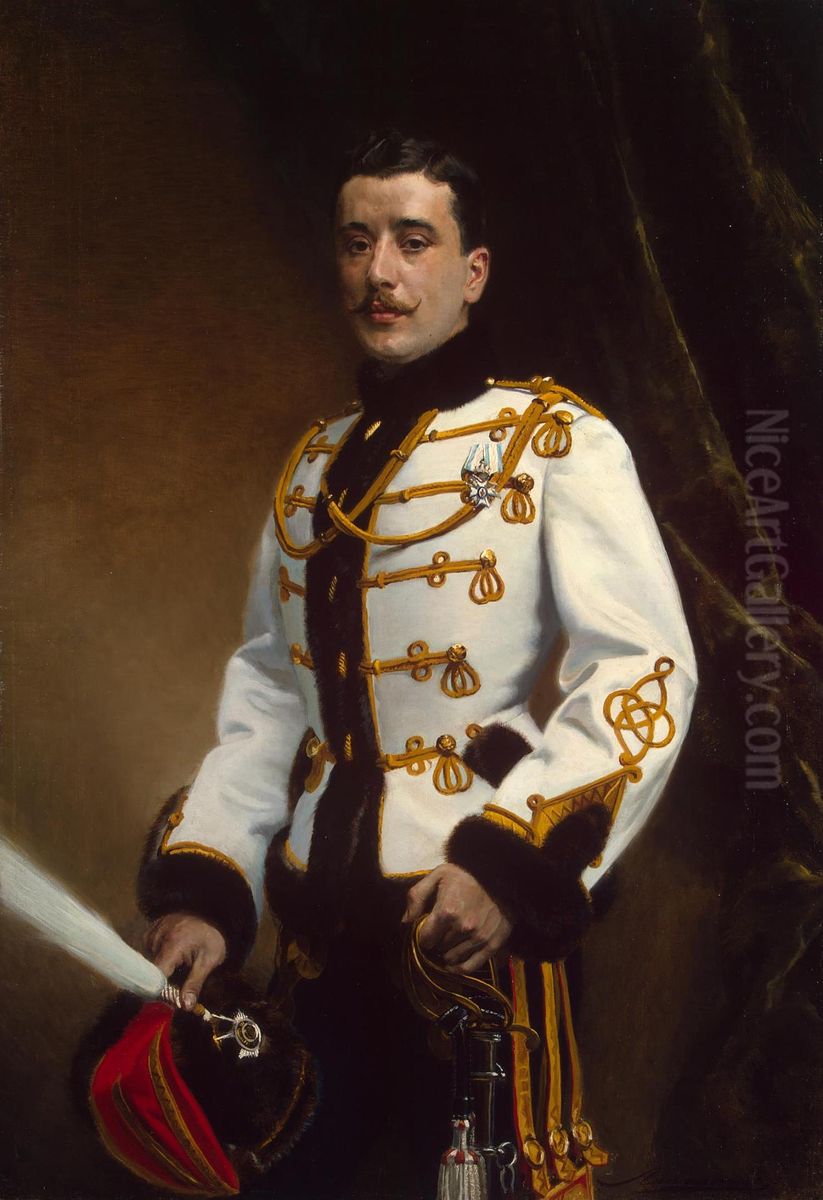 Portrait of P. M. Rayevsky, Cornet of the Life-Guards Hussar Regiment Oil Painting by Ernst Friedrich von Liphart