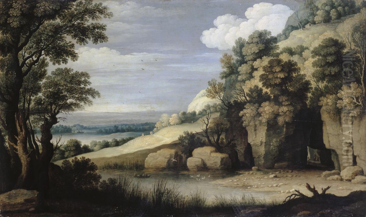 Landscape with a Lake Oil Painting by Marten Ryckaert