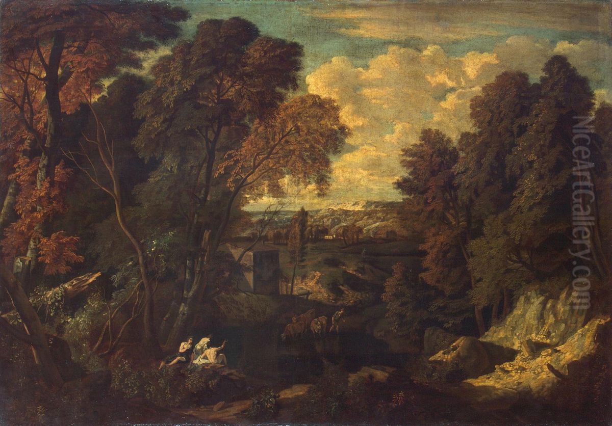 Landscape with a Ruined Tower Oil Painting by Cornelis Huysmans