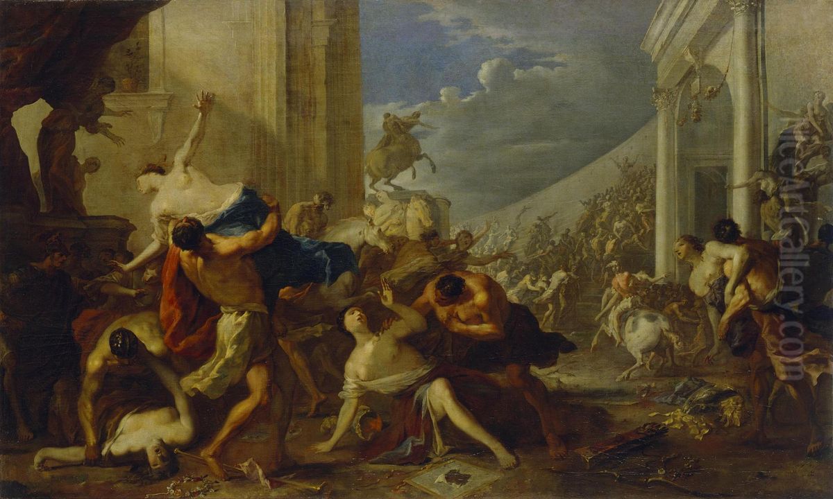 Rape of the Sabine Women Oil Painting by Johann Heinrich Schonfeld