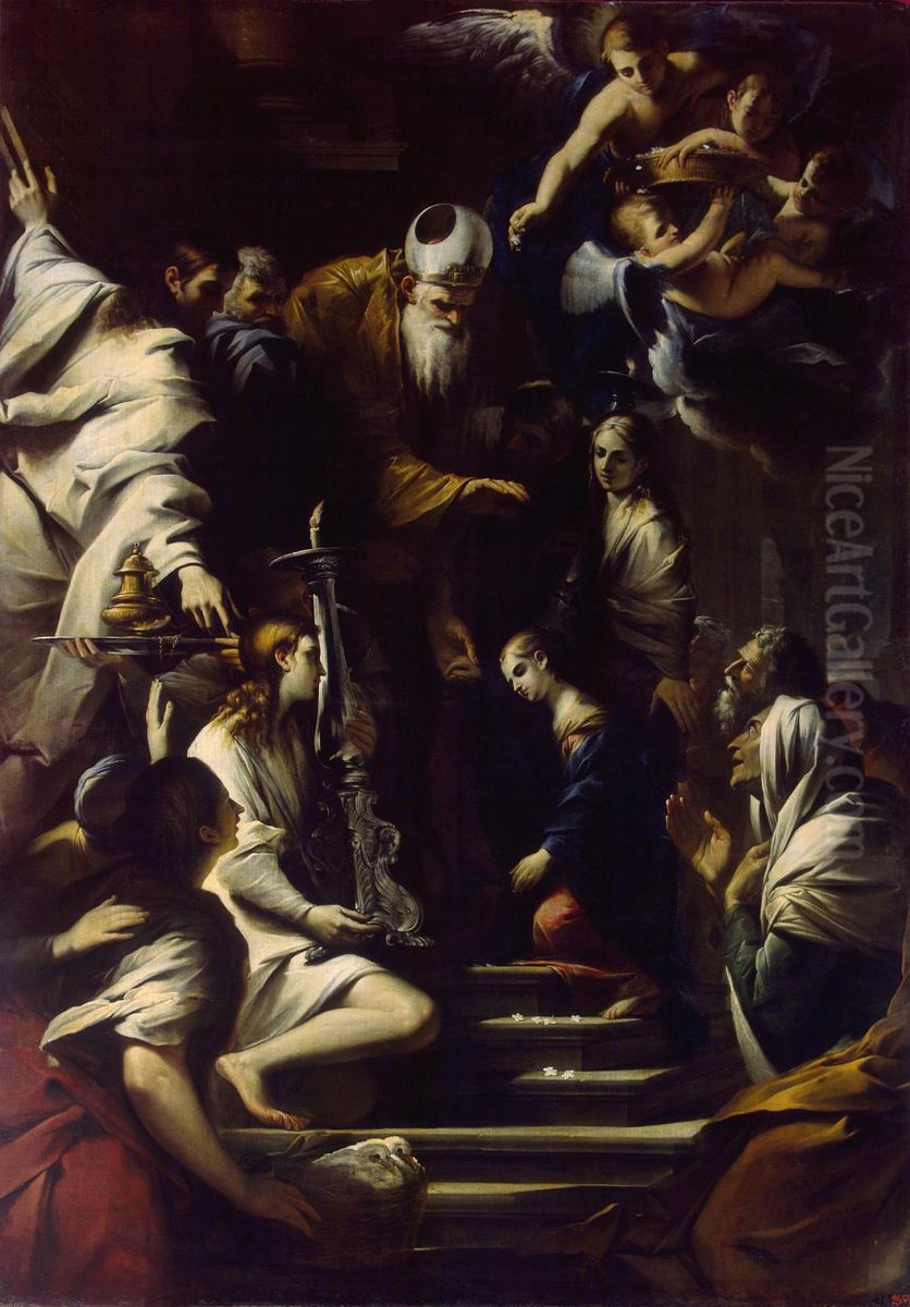 Presentation of the Virgin in the Temple Oil Painting by Pietro Testa