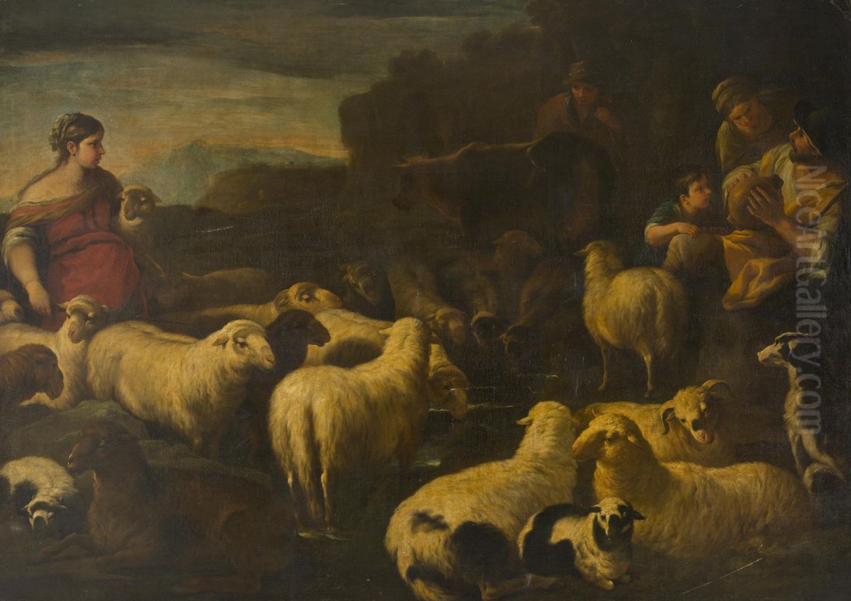 Flock of Sheep Oil Painting by Luca Giordano