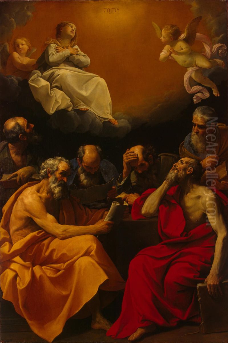 Fathers of the Church Disputing the Dogma of the Immaculate Conception Oil Painting by Guido Reni
