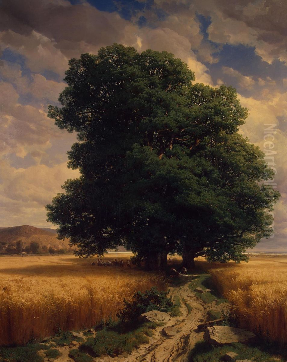 Landscape with Oaks Oil Painting by Alexandre Calame