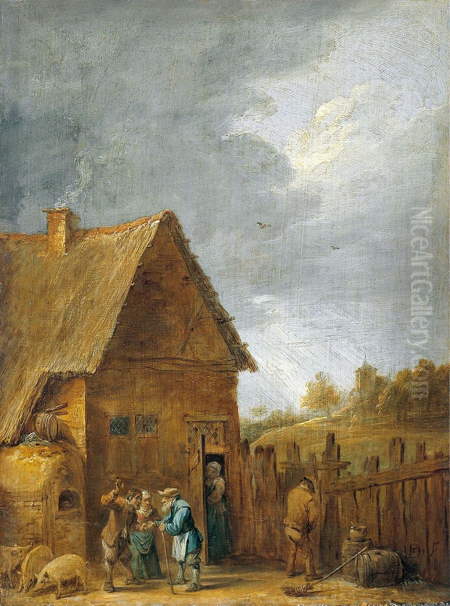 Yard of a Peasant House Oil Painting by David Teniers the Younger