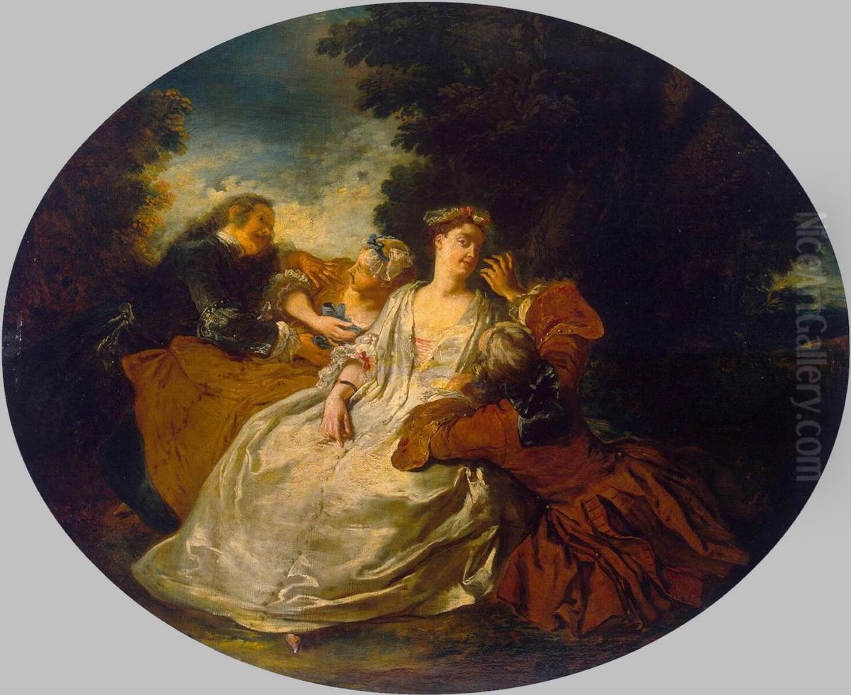 Scene in the Park Oil Painting by Jean-Francois de Troy