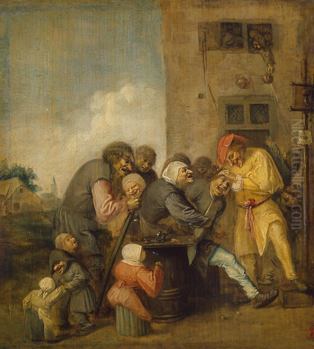 Village Charlatan (The Operation for Stone in the Head) Oil Painting by Adriaen Brouwer Village Charlatan (The Operation for Stone in the Head) Oil Painting by Adriaen Brouwer