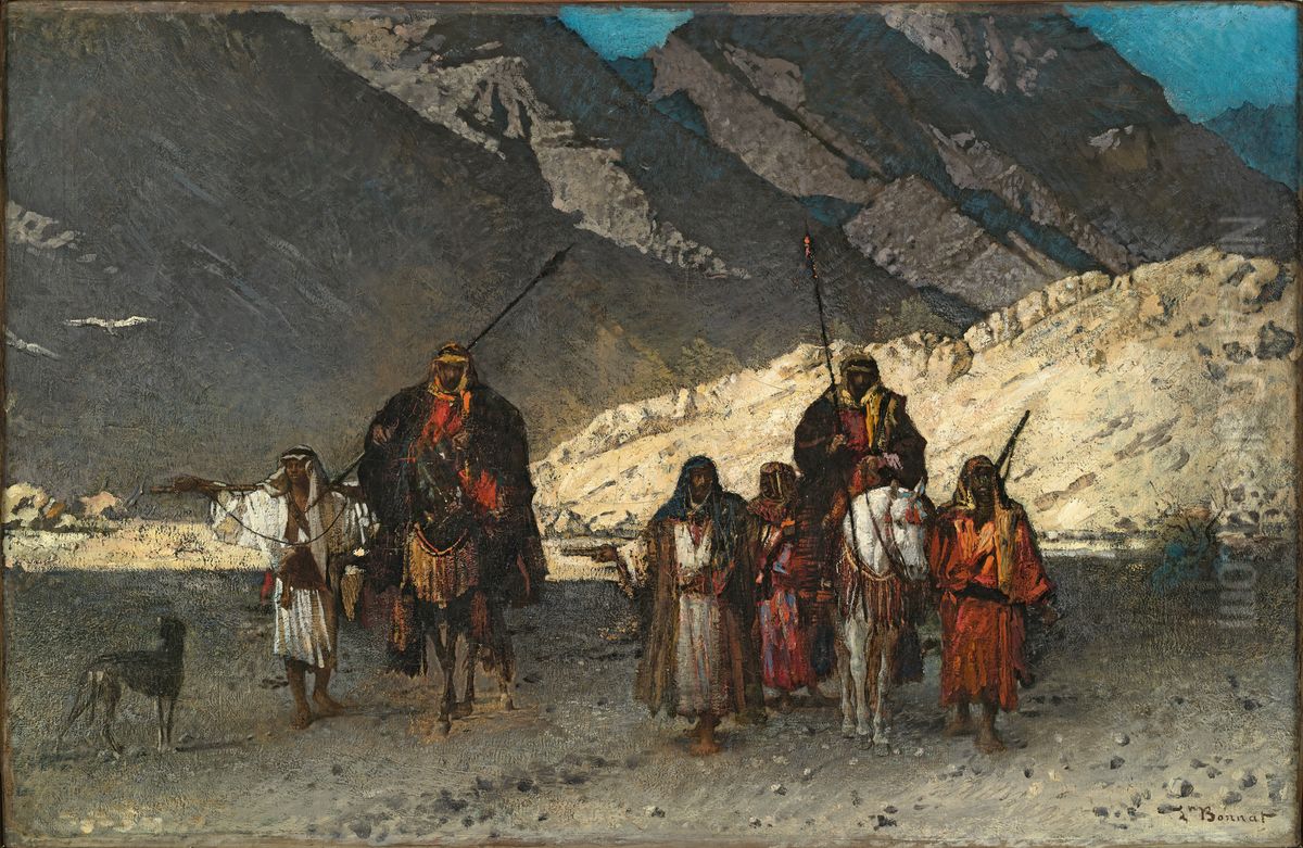 Arabian Sheikhs in the Mountains Oil Painting by Leon Bonnat