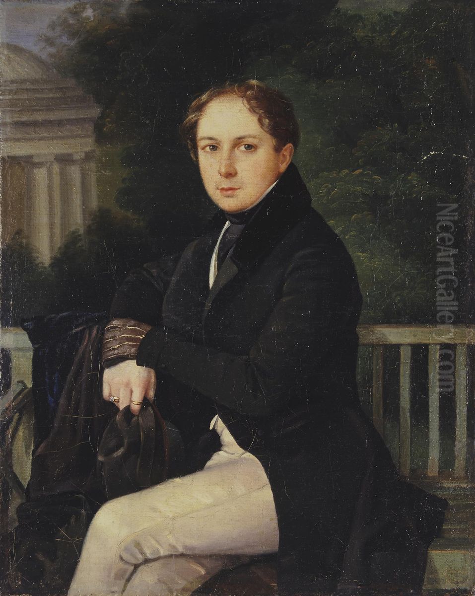 Portrait of an Unknown Man, a Stroganov Family Descendant Oil Painting by Pimen Orlov