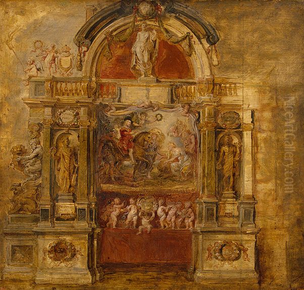 Congratulations on the Arrival of Prince Ferdinand (Adventus Seren. Princ. Gratulatio) Oil Painting by (studio of) Rubens, Peter Paul