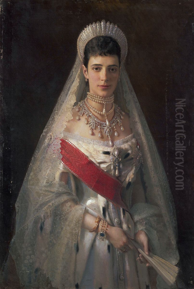 Portrait of Empress Maria Feodorovna Oil Painting by Ivan Kramskoi