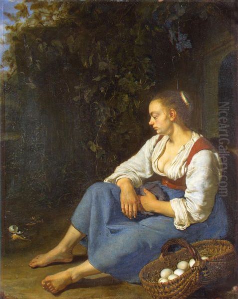 Broken Egg Oil Painting by Frans van Mieris