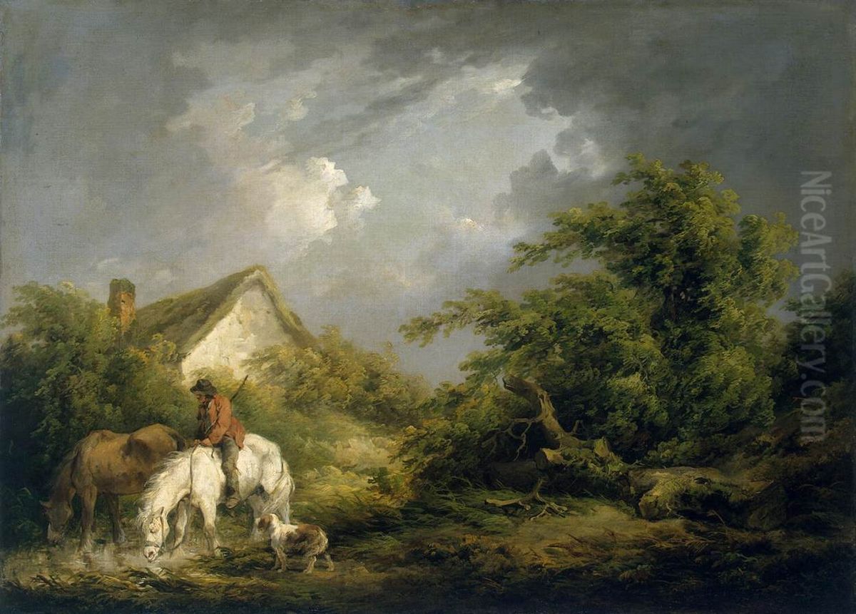 Before a Thunderstorm. Oil Painting by George Morland