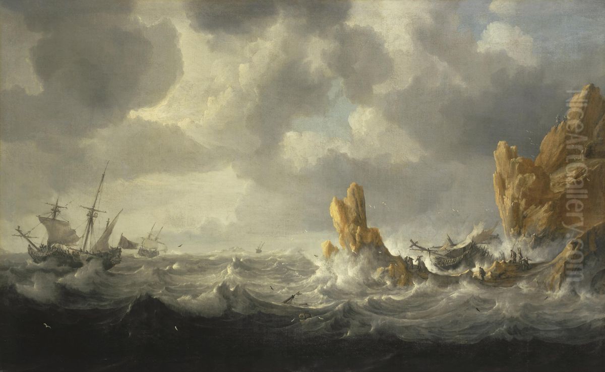 Stormy Sea Oil Painting by Jan Peeters the Elder