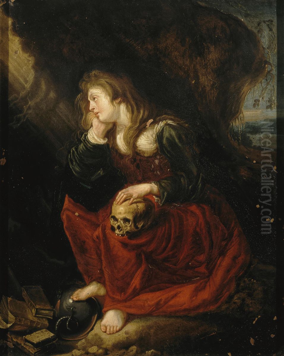 Repentant Mary Magdalene Oil Painting by Simon de Vos