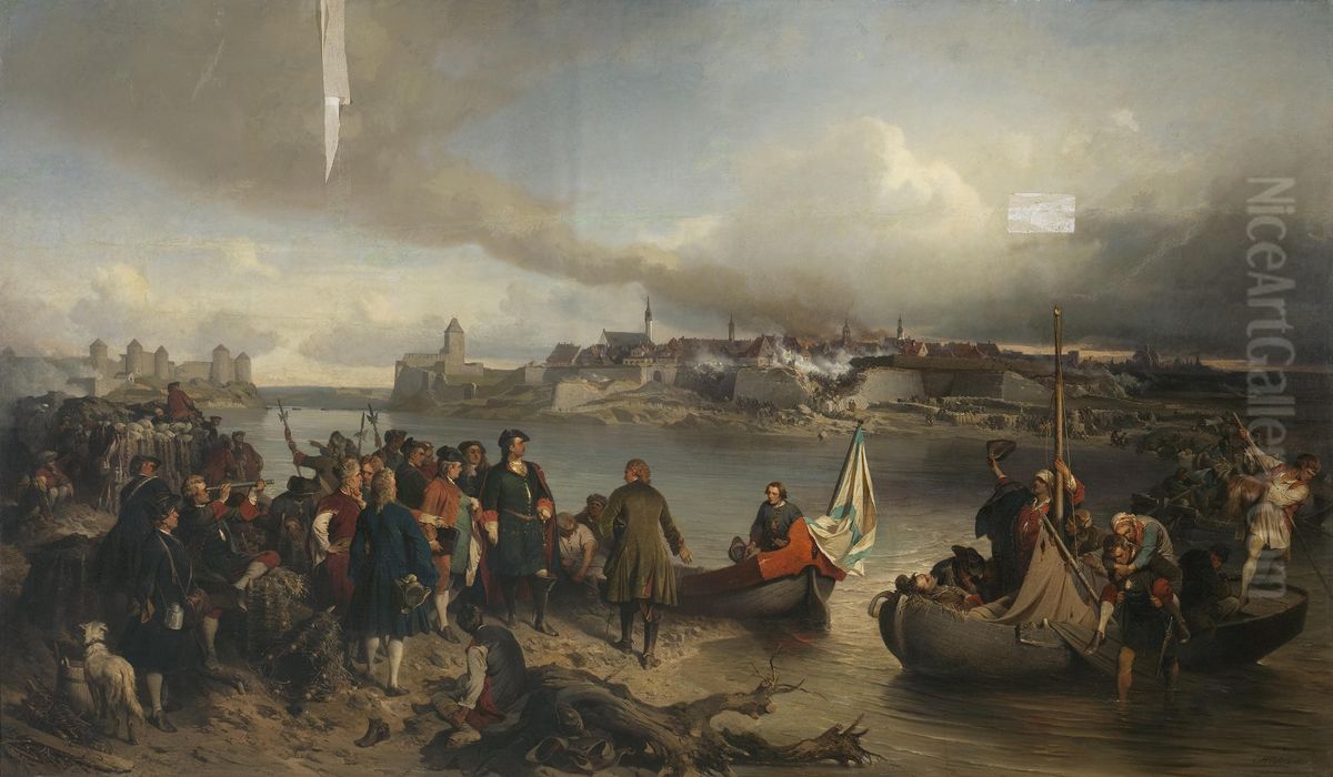 Taking of Narva on 9 August 1704 Oil Painting by Alexander Kotzebue