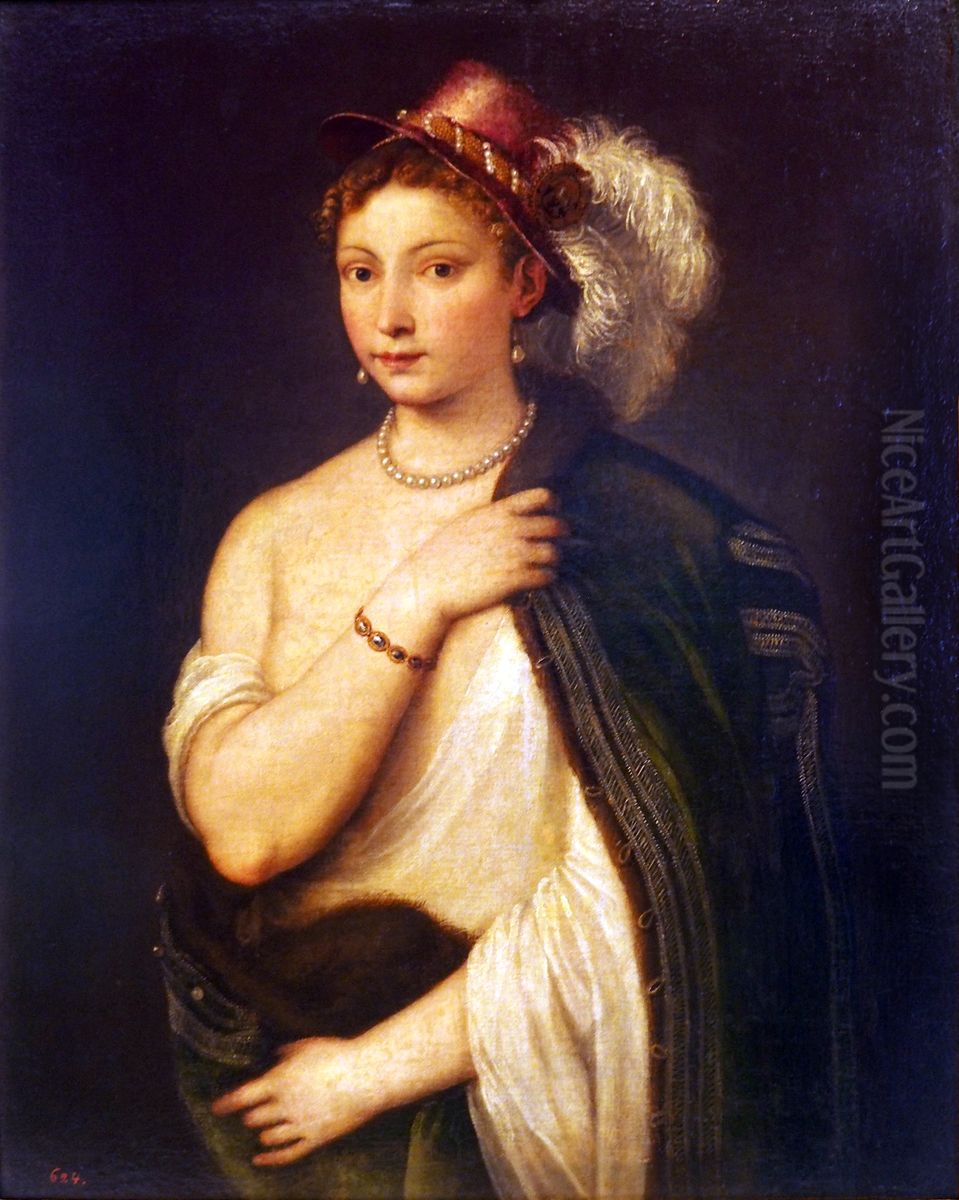 Junge Frau im Pelz Oil Painting by Titian