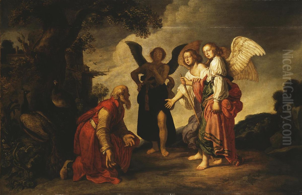 Abraham and the Three Angels Oil Painting by Pieter Lastman