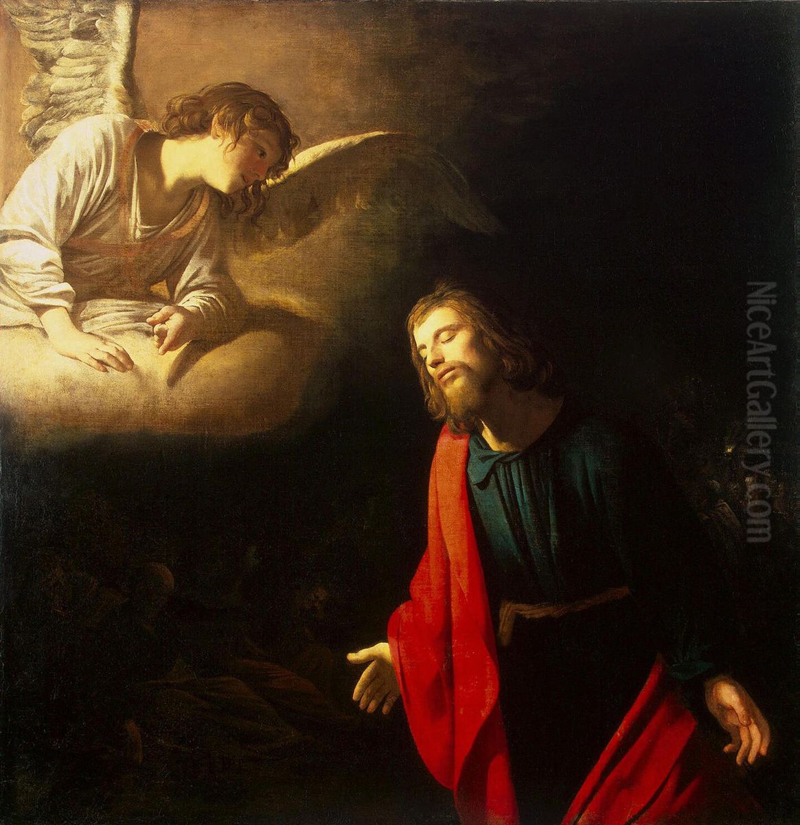 Christ in the Garden of Gethsemane (The Agony in the Garden) Oil Painting by Gerard van Honthorst