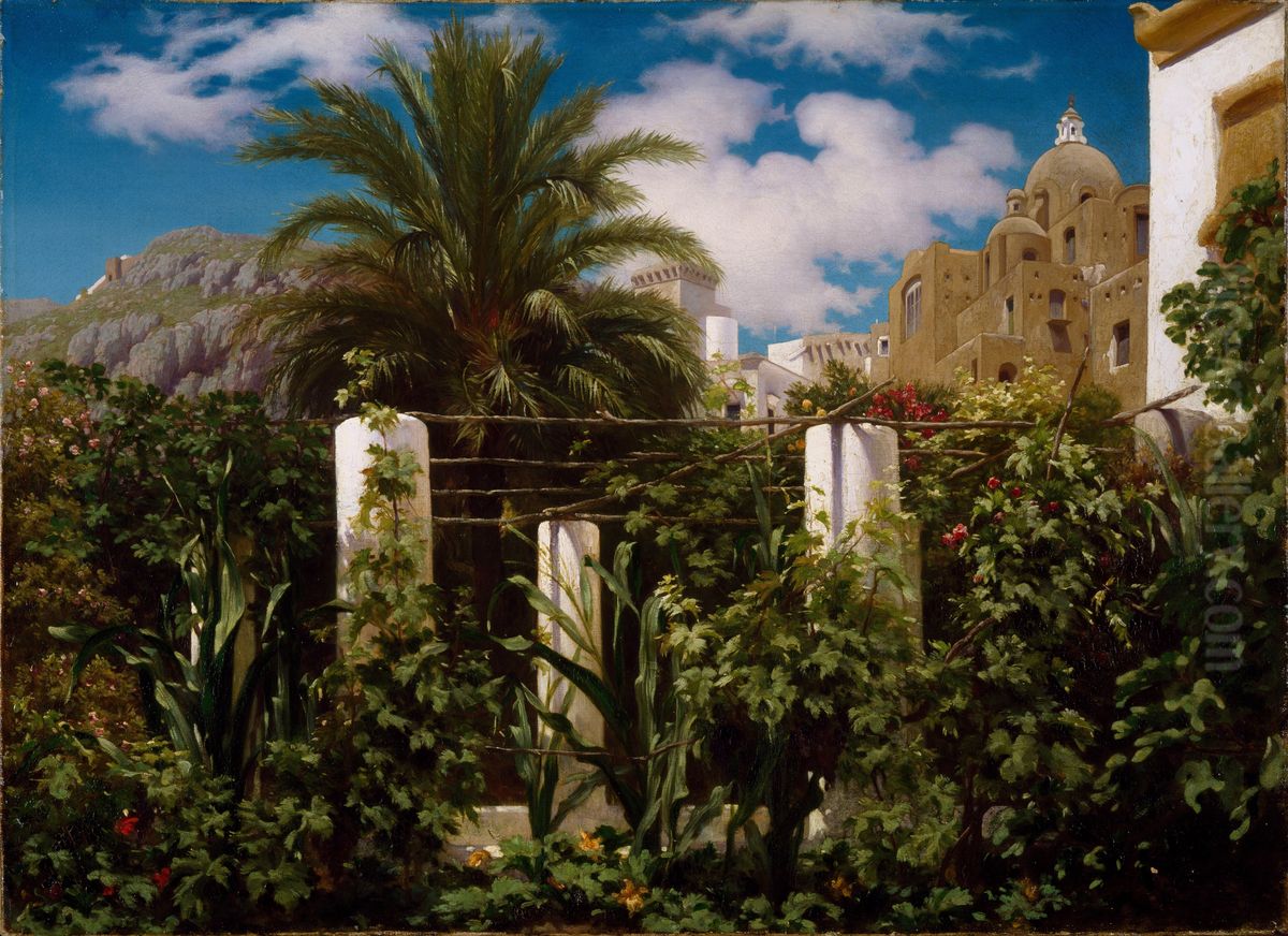 Garden of an Inn, Capri Oil Painting by Lord Frederick Leighton