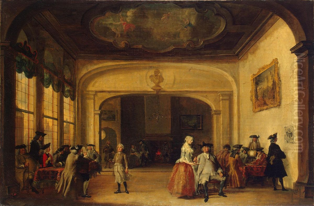 Scene in a Coffee Shop Oil Painting by Cornelis Troost