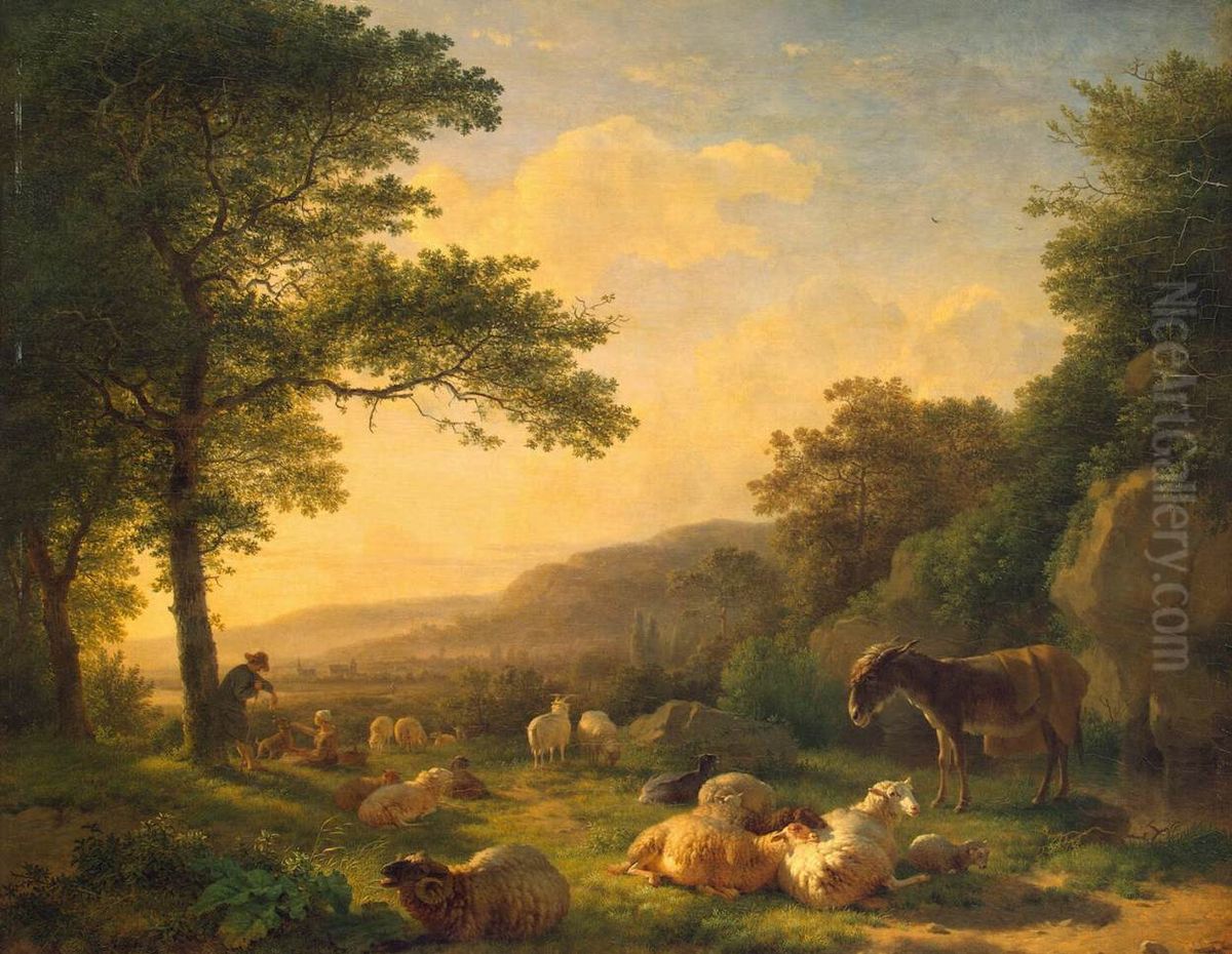 Landscape with a Flock of Sheep Oil Painting by Balthasar-Paul Ommeganck