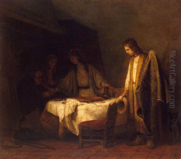 Tobias's Farewell to his Parents Oil Painting by Samuel Van Hoogstraten