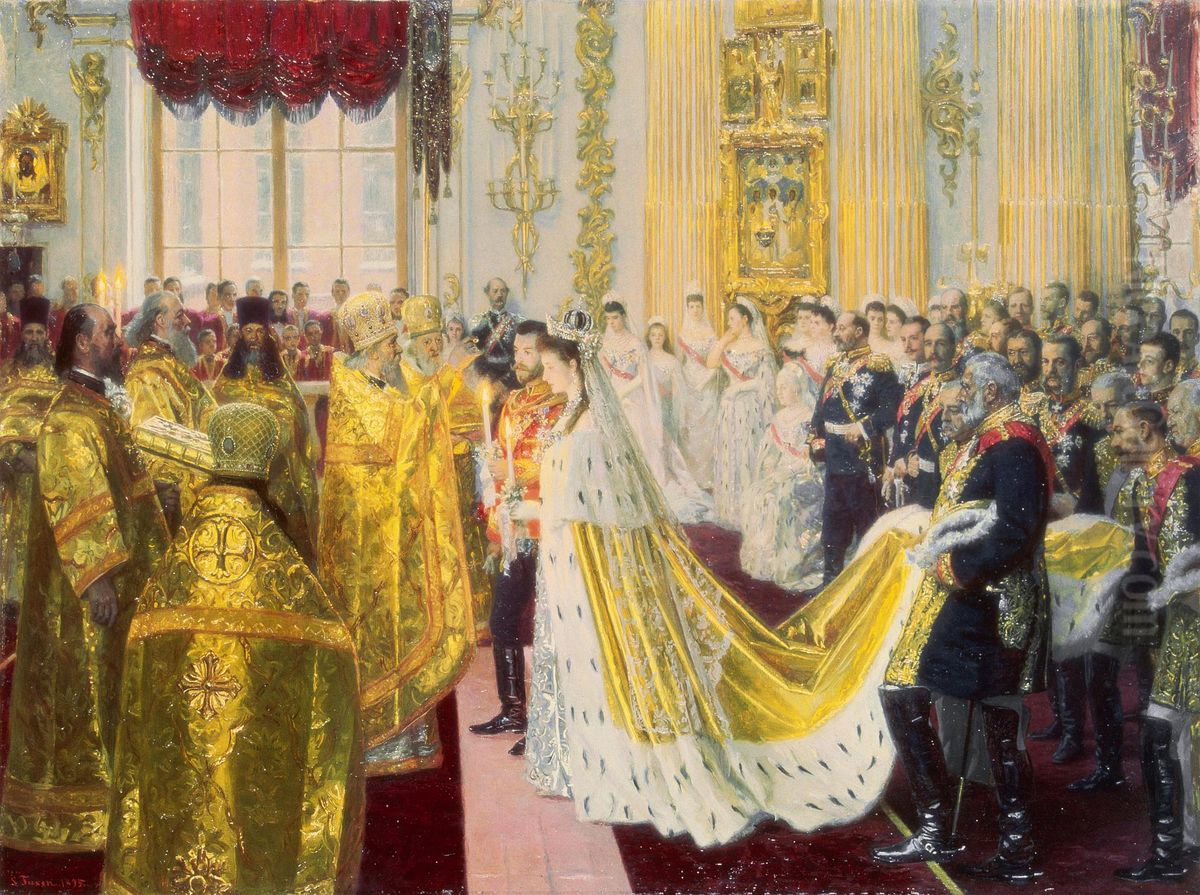 Wedding of Nicholas II and Grand Princess Alexandra Fyodorovna Oil Painting by Laurits Tuxen