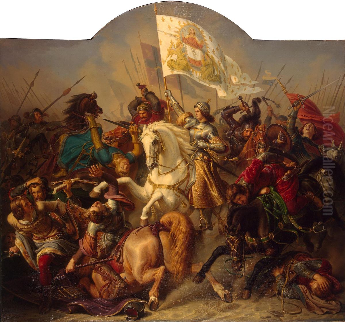Joan of Arc in Battle (Central Part ofThe Life of Joan of ArcTriptych) Oil Painting by Hermann Stilke