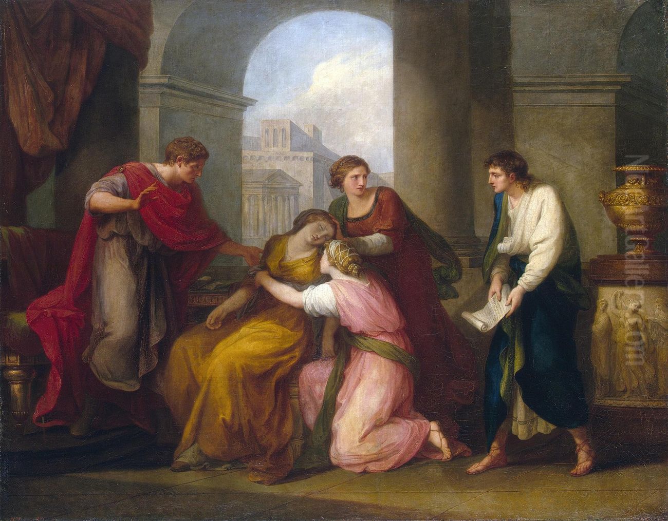 Virgil reading theAeneidto Augustus and Octavia Oil Painting by Angelica Kauffmann
