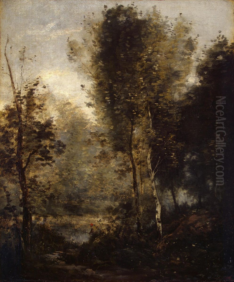 Pool in the Wood Oil Painting by Jean-Baptiste Camille Corot