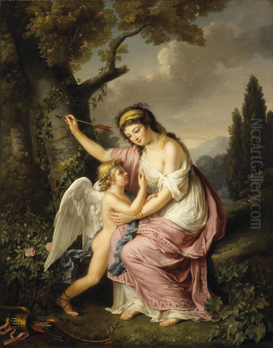 Woman and Cupid Oil Painting by Marie-Victoire Lemoine