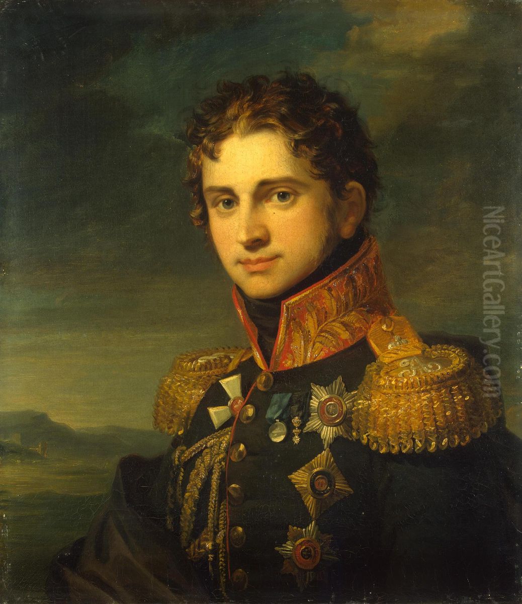Portrait of Pavel A. Stroganov (1772/74-1817) Oil Painting by George Daweand workshop