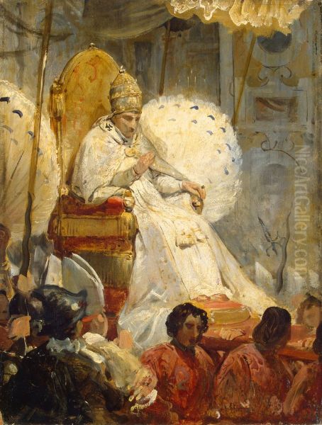 Ceremonial Carrying of Pope Pius VIII into the St Peter Cathedral in 1829 Oil Painting by Horace Vernet