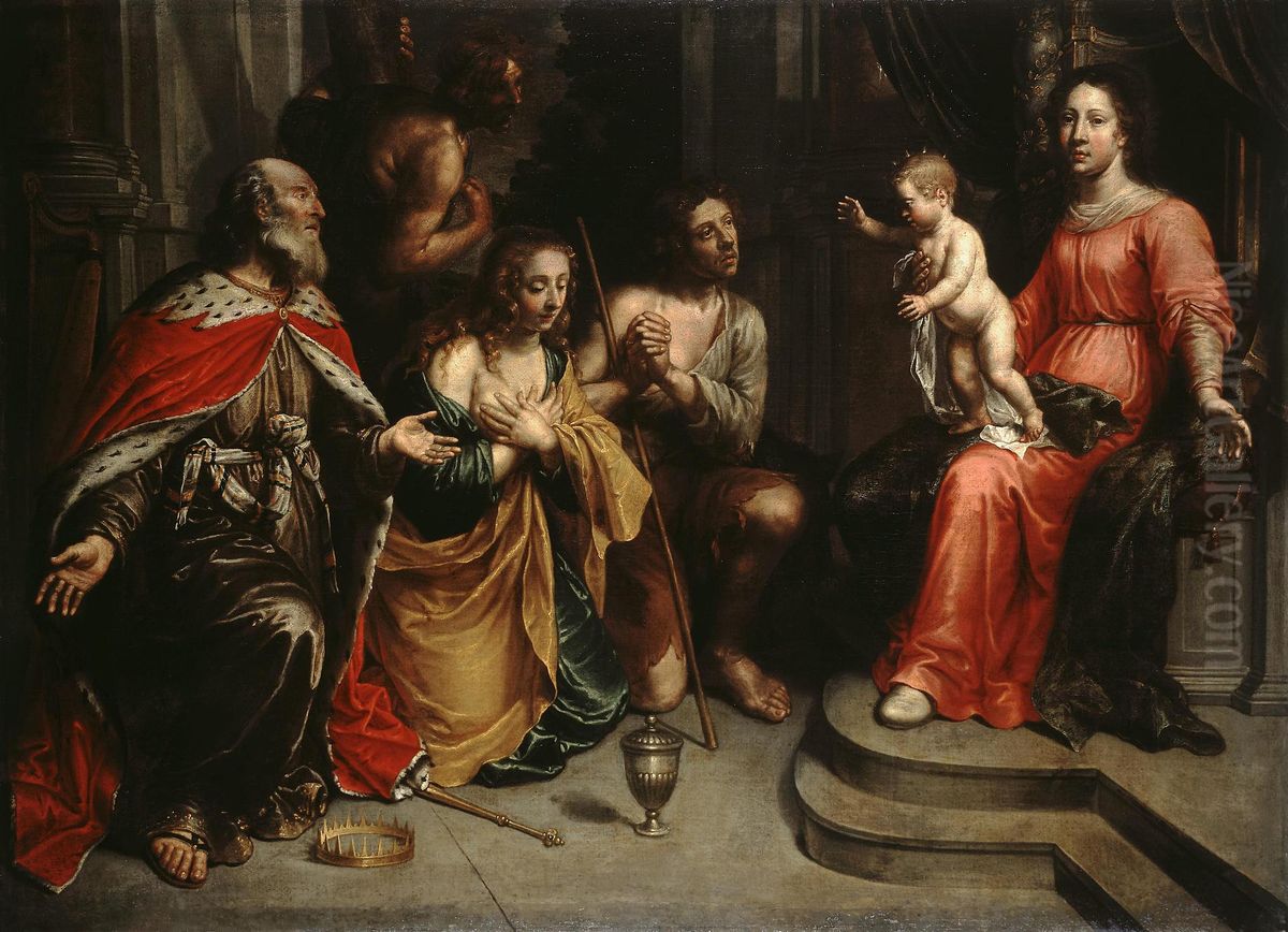 Repentant Sinners in front of the Virgin and Child Oil Painting by Pieter van Lint