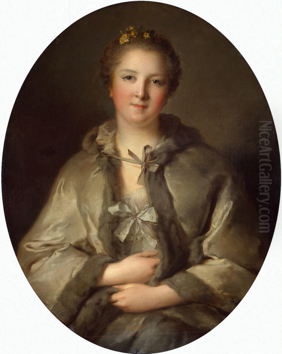 Portrait of a Woman in Grey Oil Painting by Jean-Marc Nattier