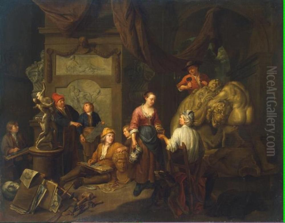 Studio of a Sculptor Oil Painting by Balthasar Van Den Bossche Studio of a Sculptor Oil Painting by Balthasar Van Den Bossche
