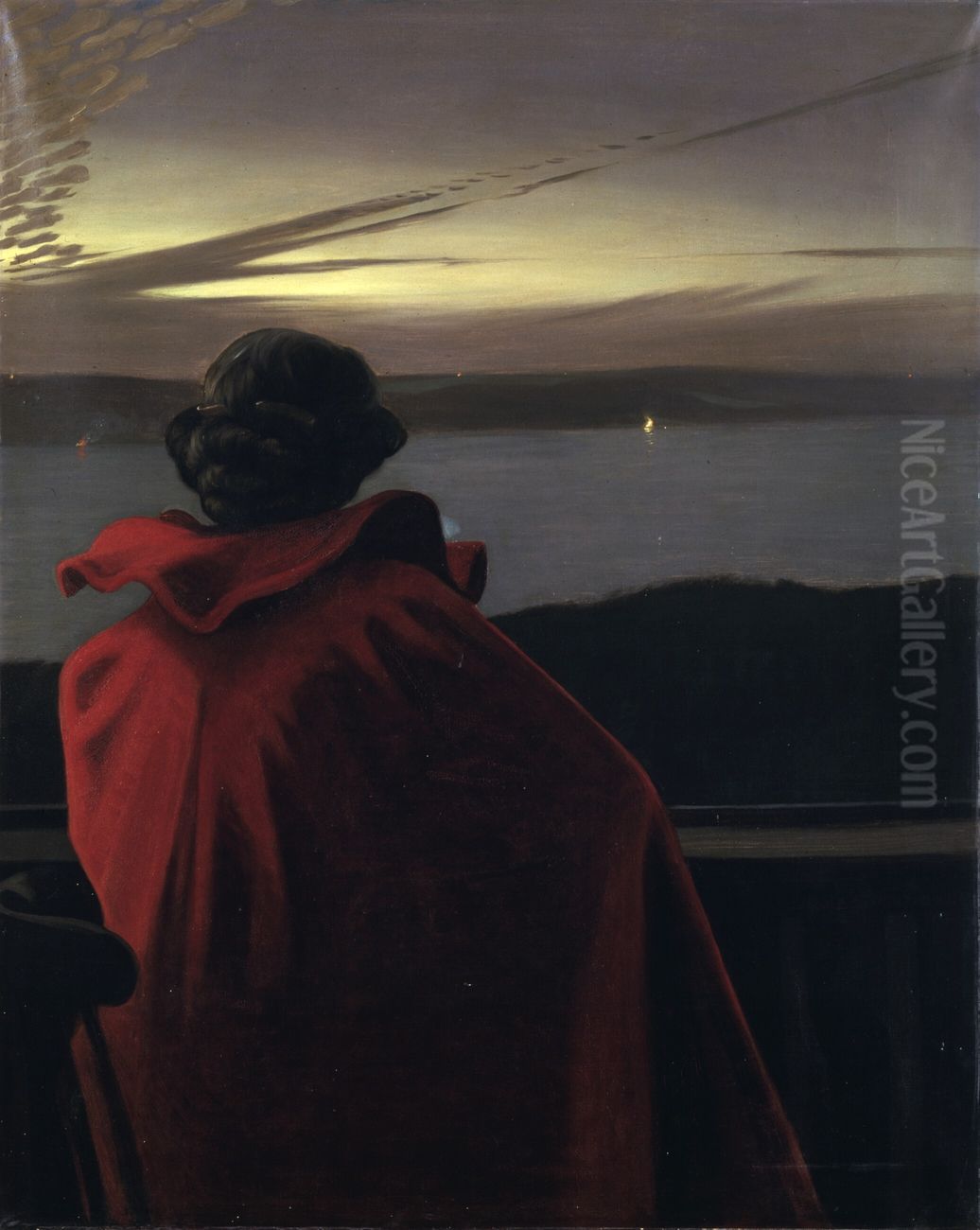 Sankt Hans aften ved Vejle Fjord Oil Painting by Harald Slott-Moller