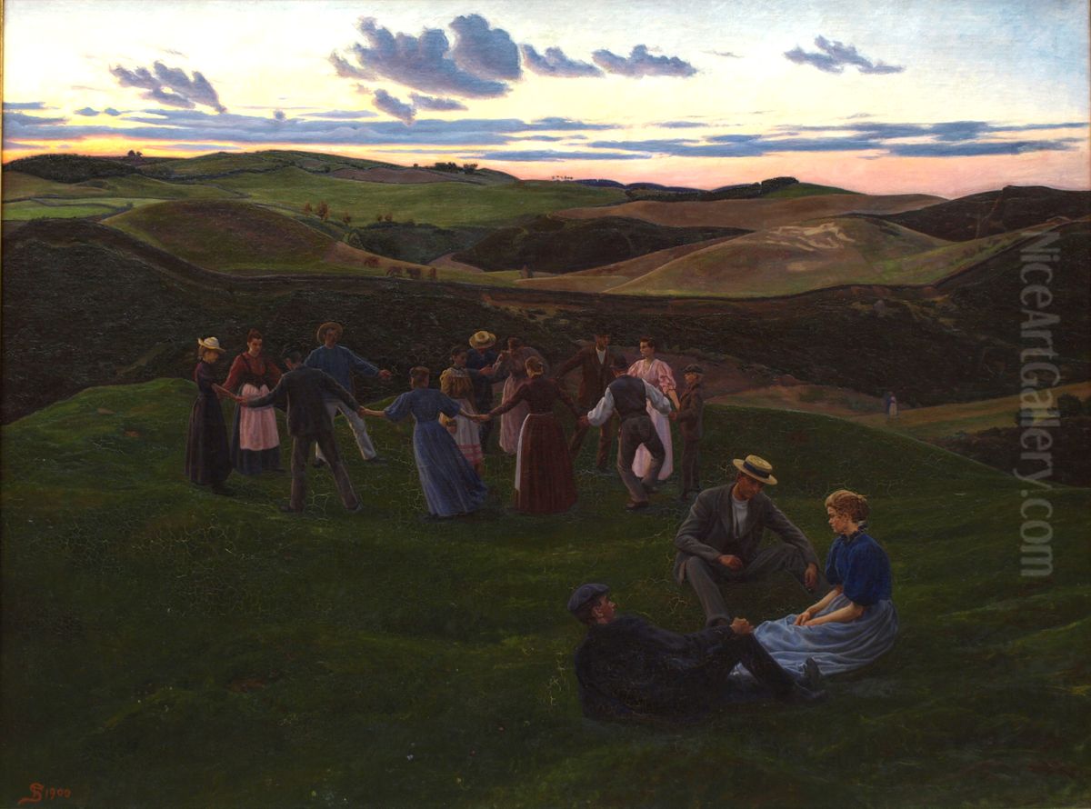 Evening Play in Svanninge Hills Oil Painting by Fritz Syberg